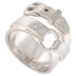 Hermès-HERMES DEBRIDEE GM T RING 53 in silver 925 10GR SILVER STERLING RING-Silvery