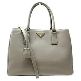 Prada-NEW PRADA BN HANDBAG1874 GRAND GALLERIA CABAS TAUPE SAFFIANO LEATHER BAG-Taupe