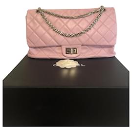 Chanel-Gorgeous Chanel 2.55 maxi 227 Reissue Soft Lambskin Leather Classic Flap Bag with shiny silver hardware in Blossom Light Pink. With box, Dustbag, and matching Card-Pink