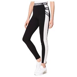 Leggings Karl Lagerfeld Pretas de Rayon Ajustadas Preto Branco