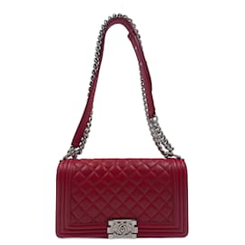 Chanel-Red Leather Boy Bag-Red