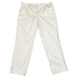 Hugo Boss Hose Ecru Satin Effekt Baumwolle Aus weiß