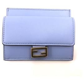 Fendi-Porte-monnaie et porte-cartes en cuir 8M0423-Bleu