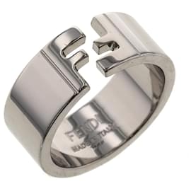 Fendi-FF Motif Ring-Silvery