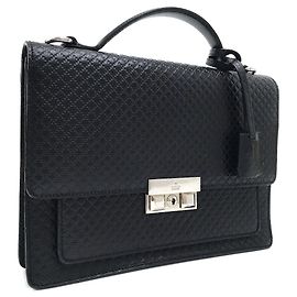 Gucci Sac d'affaires en cuir à strass 223650 Noir