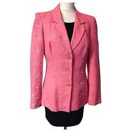 CHRISTIAN LACROIX RAMIE RASPBERRY COUTURE JACKET T 38 Pink