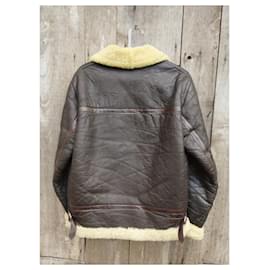 Autre Marque-vintage shearling jacket size S-Dark brown