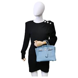 Hermès-HERMES BIRKIN 25 Blue Jean Epsom Palladium-Bleu