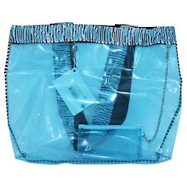 Missoni Borsa tote trasparente per abbigliamento da mare Blu