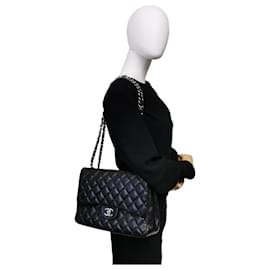 Chanel-Chanel Classic Single Flap Jumbo Black Lambskin Silver-Black