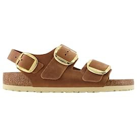 Birkenstock-Milano Big Buckle Fl Mule - Birkenstock - Cognac - Leather-Brown