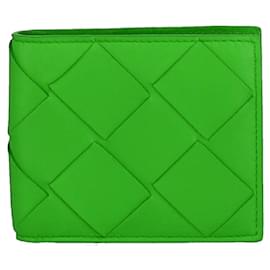 Bottega Veneta-Bottega Veneta Leather Woven Bi-Fold Wallet-Green