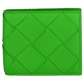 Bottega Veneta-Portefeuille à deux volets tissé en cuir Bottega Veneta-Vert