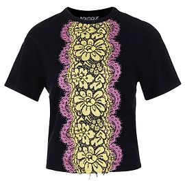 Camiseta con panel de encaje Moschino de BOUTIQUE Negro