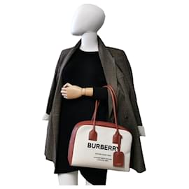 Burberry-Burberry Handtasche White Horseferry Bedruckte Leinwand-Braun