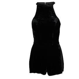 Reformation-Black Velvet Romper-Black