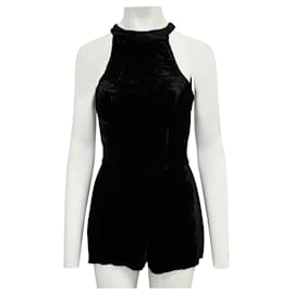 Reformation-Black Velvet Romper-Black