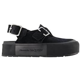 Alexander Mcqueen-Mount Slick Sandals - Alexander Mcqueen - Black/Silver - Leather-Black
