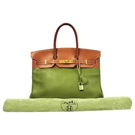 Hermès-HERMES BIRKIN 35 Marron Courchevel Or-Marron