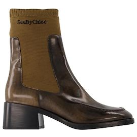See by Chloé Mallory Boots in Brown Leather/Fabric Brown