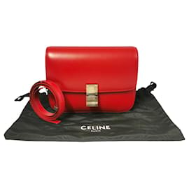 Céline-Celine Classic Medium Red Box Calfskin-Red