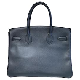 Hermès-HERMES BIRKIN 30 Bleu Indigo Courchevel Or-Bleu