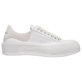 Alexander Mcqueen-Deck Sneakers in White Canva-White