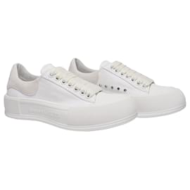 Alexander Mcqueen-Deck Sneakers in White Canva-White
