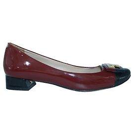 Tory Burch Dark Red Patent Leather Low Heels Red Dark red