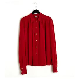 Chanel-CERCA DE 89 blusa de seda vermelha em38/40-Vermelho