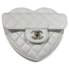 Sac Chanel Heart en cuir blanc Blanc