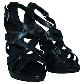 Dior-Black Leather Strappy Sandals-Black