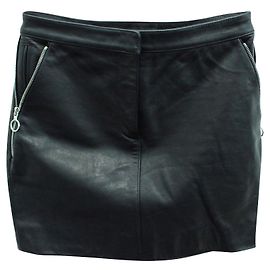 Alexander Wang Mini-Lederrock mit silberner Hardware Schwarz