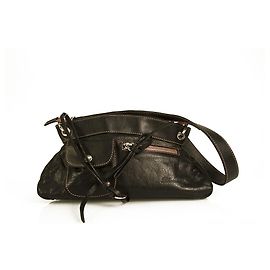 Blumarine Preto Couro Rosa Bolsos Frontais Bolsa Pequena Mini Bolsa Preto Rosa