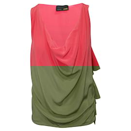 Fendi-Coral Silk Drape Effect Top-Orange,Coral