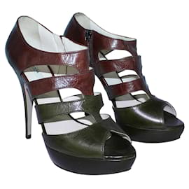 Prada-Brown Peep Toe Heels -Brown