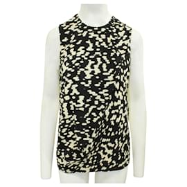 Calvin Klein-Black and Beige Print Sleeveless Top-Flesh
