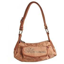 Blumarine Rose Toile & Cuir Strass Logo Petit Sac à Main Sac à Fermeture Éclair Rose