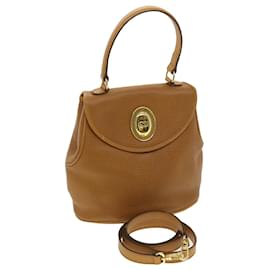 Christian Dior-Christian Dior Hand Bag Leather 2Way Brown Auth am3766-Brown