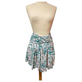 Saia Calista Isabel Marant Etoile plissada verde e branca viscose Branco Verde
