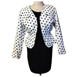 CACHAREL  VESTE JACKET  TRENDY PASTILLES TAILLE SMOCKEE T 36/ 40 Blanc