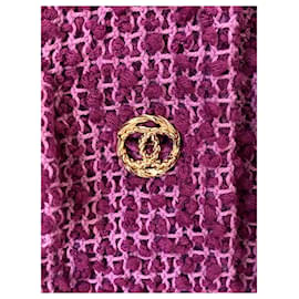 Chanel-Casaco de tweed CHANEL-Roxo escuro