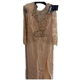 Elisabetta Franchi Spitzenkleid Nude mit Schlitz Pink Rot