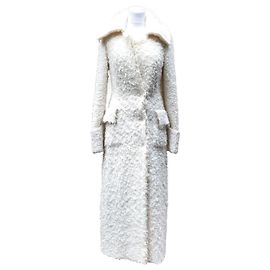 Alexander Mcqueen Abrigo Largo Mullido Lana Mohair Blanco Talla XS Blanco