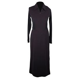 Donna Karan Blue Long Sleeve Zip Front Maxi Dress Size 6 Blue