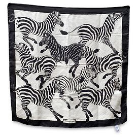 Salvatore Ferragamo Sciarpa vintage in seta con stampa zebrata in bianco e nero Nero