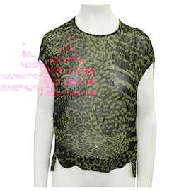 Calvin Klein-Red Leopard Print Silk Top-Other