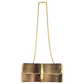 Roberto Cavalli Clutch de cabelo de veado com corrente dourada Outro