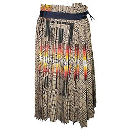 Sacai Falda plisada midi de cuadros Castaño