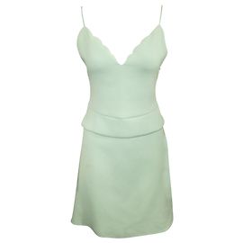 Carven Robe vert pastel/menthe à col festonné Vert